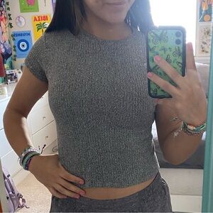 Grey brandy melville basic crop top